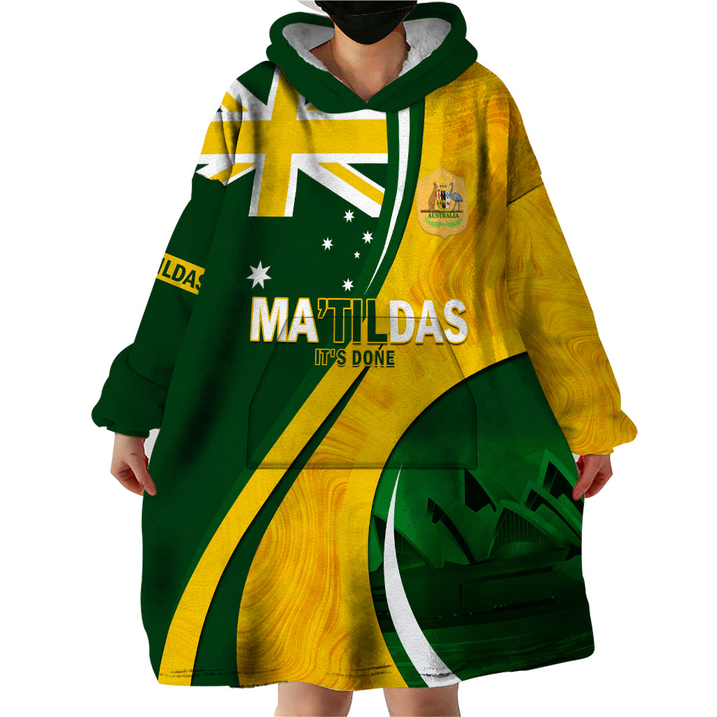 Matildas Soccer Wearable Blanket Hoodie 2024 Happy Australia Day Kangaroo Aussie Proud - National Color