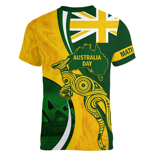 Matildas Soccer Women V Neck T Shirt 2024 Happy Australia Day Kangaroo Aussie Proud - National Color