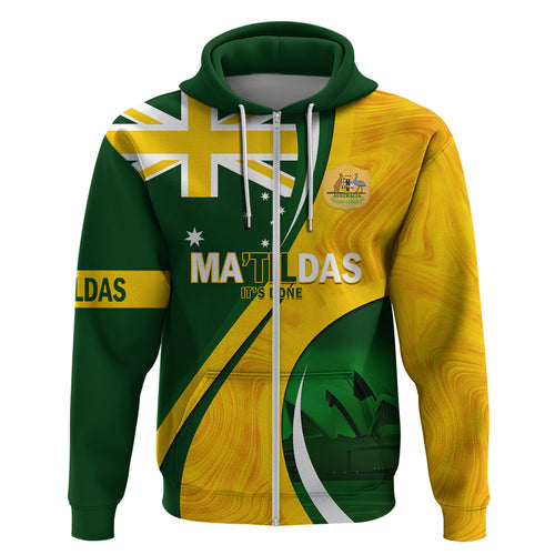 Matildas Soccer Zip Hoodie 2024 Happy Australia Day Kangaroo Aussie Proud - National Color