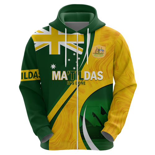 Matildas Soccer Zip Hoodie 2024 Happy Australia Day Kangaroo Aussie Proud - National Color