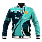 Matildas Soccer Baseball Jacket 2024 Happy Australia Day Kangaroo Aussie Proud - Turquoise
