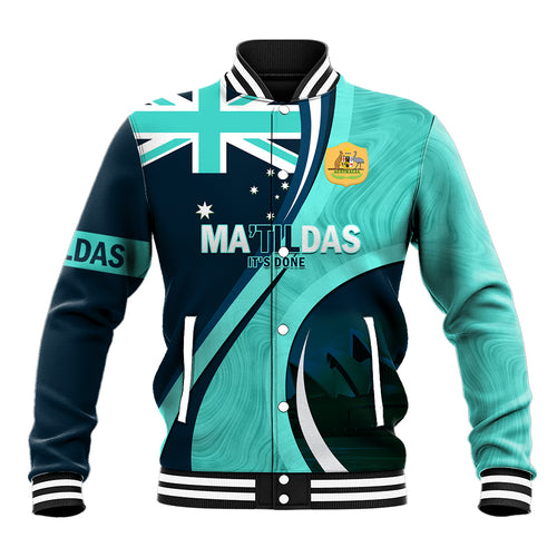 Matildas Soccer Baseball Jacket 2024 Happy Australia Day Kangaroo Aussie Proud - Turquoise