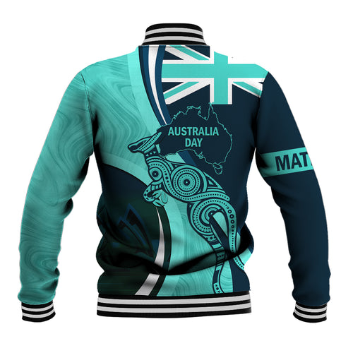 Matildas Soccer Baseball Jacket 2024 Happy Australia Day Kangaroo Aussie Proud - Turquoise