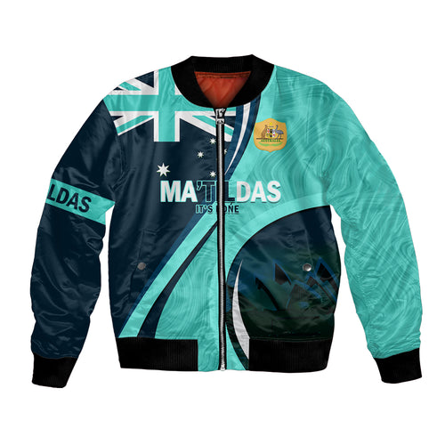 Matildas Soccer Bomber Jacket 2024 Happy Australia Day Kangaroo Aussie Proud - Turquoise