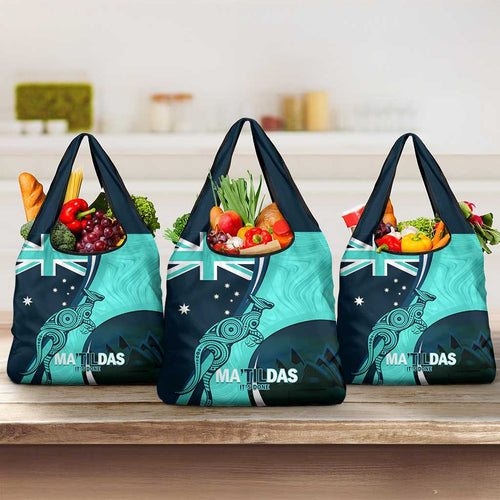 Matildas Soccer Grocery Bag Happy Australia Day Kangaroo Aussie Proud - Turquoise