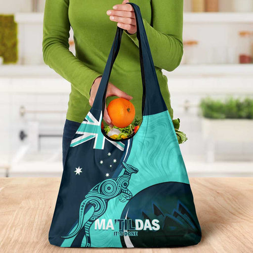Matildas Soccer Grocery Bag Happy Australia Day Kangaroo Aussie Proud - Turquoise