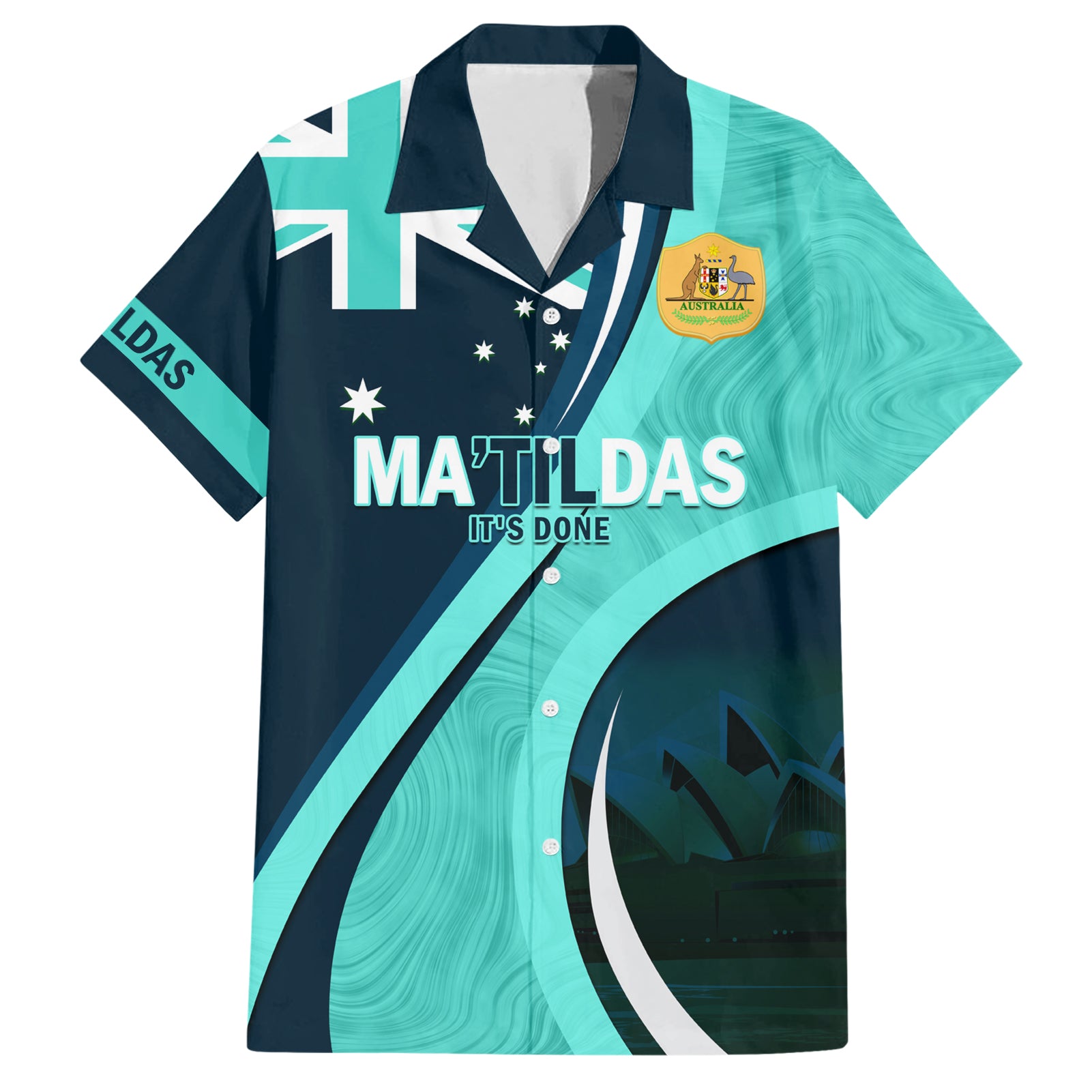 Matildas Soccer Hawaiian Shirt 2024 Happy Australia Day Kangaroo Aussie Proud - Turquoise