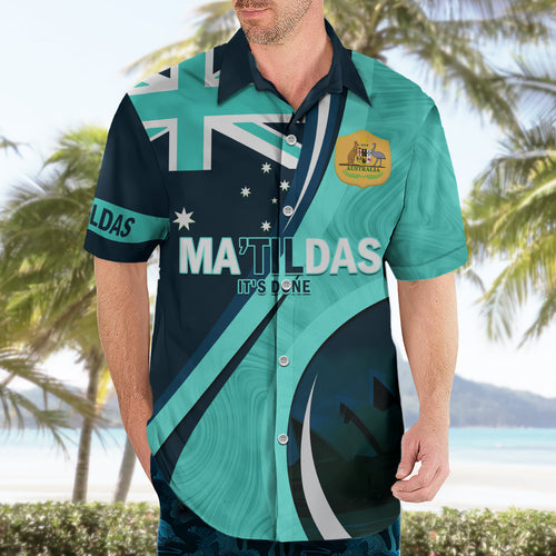 Matildas Soccer Hawaiian Shirt 2024 Happy Australia Day Kangaroo Aussie Proud - Turquoise