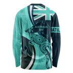 Matildas Soccer Long Sleeve Shirt 2024 Happy Australia Day Kangaroo Aussie Proud - Turquoise