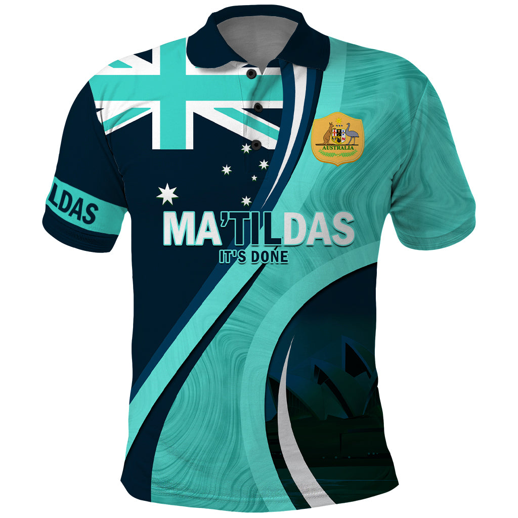 Matildas Soccer Polo Shirt 2024 Happy Australia Day Kangaroo Aussie Proud - Turquoise