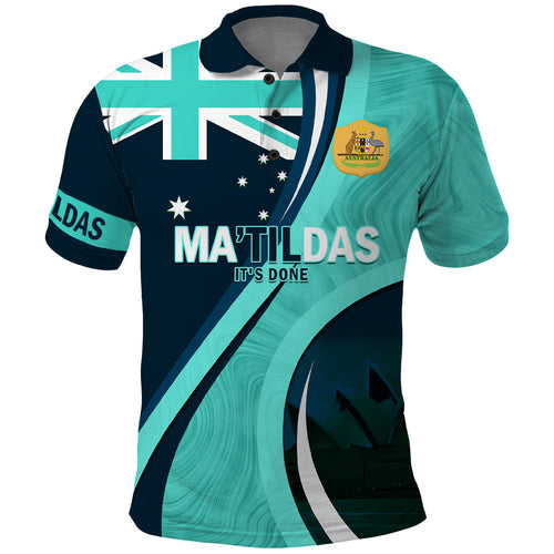 Matildas Soccer Polo Shirt 2024 Happy Australia Day Kangaroo Aussie Proud - Turquoise