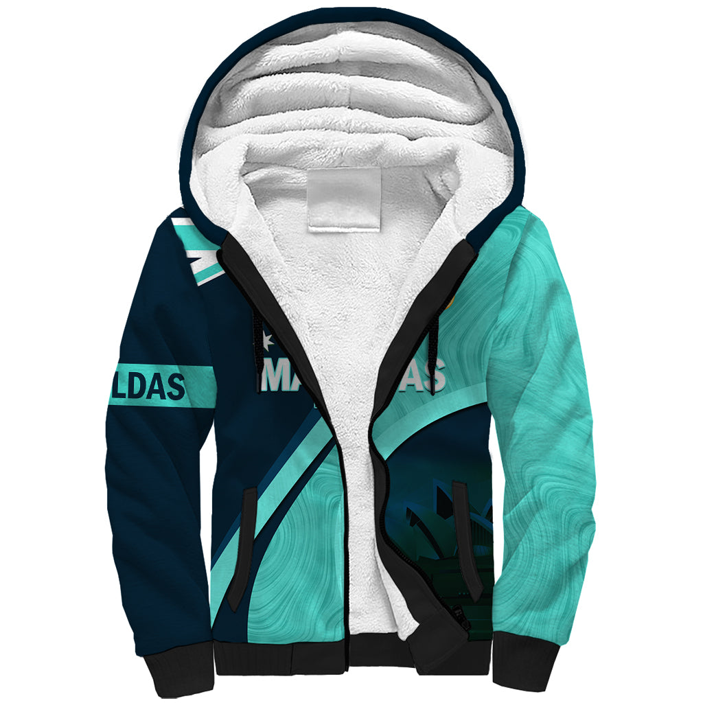 Matildas Soccer Sherpa Hoodie 2024 Happy Australia Day Kangaroo Aussie Proud - Turquoise