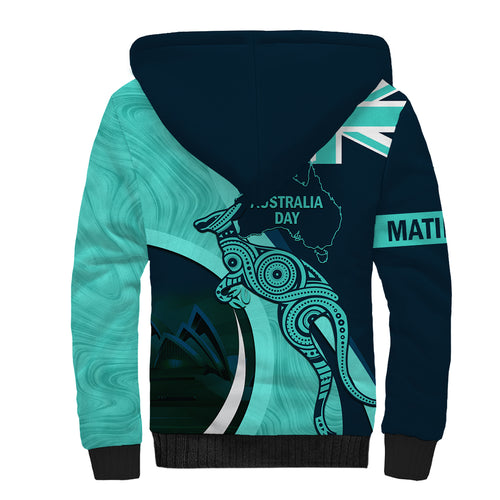 Matildas Soccer Sherpa Hoodie 2024 Happy Australia Day Kangaroo Aussie Proud - Turquoise