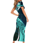 Matildas Soccer Short Sleeve Bodycon Dress 2024 Happy Australia Day Kangaroo Aussie Proud - Turquoise