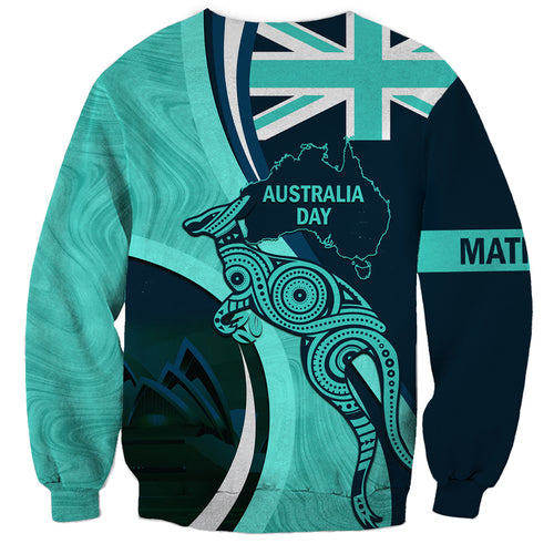 Matildas Soccer Sweatshirt 2024 Happy Australia Day Kangaroo Aussie Proud - Turquoise