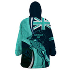 Matildas Soccer Wearable Blanket Hoodie 2024 Happy Australia Day Kangaroo Aussie Proud - Turquoise