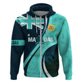 Matildas Soccer Zip Hoodie 2024 Happy Australia Day Kangaroo Aussie Proud - Turquoise