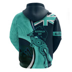 Matildas Soccer Zip Hoodie 2024 Happy Australia Day Kangaroo Aussie Proud - Turquoise