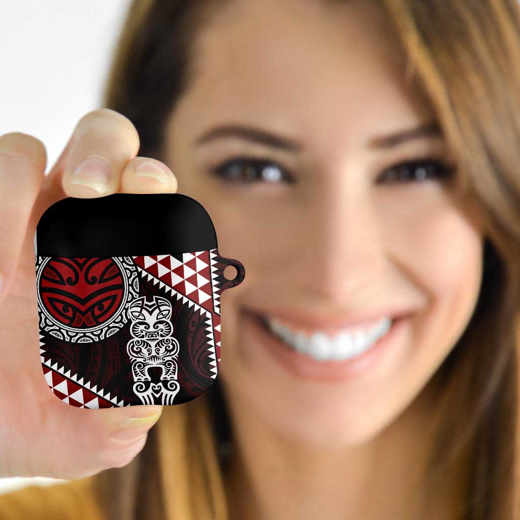 Red Aotearoa Niho Taniwha AirPods Case Maori Mythology Tooth - Taniko Motifs - Aussie Hoodie