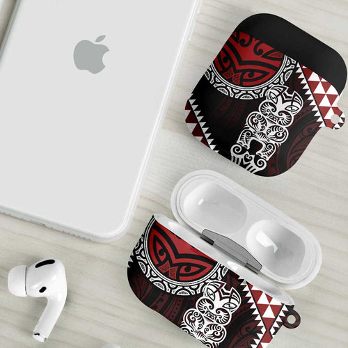 Red Aotearoa Niho Taniwha AirPods Case Maori Mythology Tooth - Taniko Motifs - Aussie Hoodie