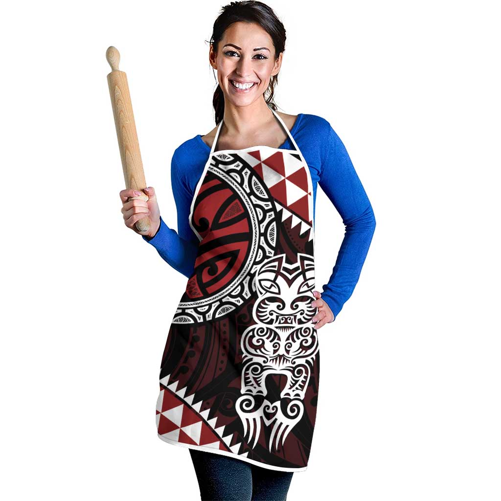 Red Aotearoa Niho Taniwha Apron Maori Mythology Tooth - Taniko Motifs - Aussie Hoodie
