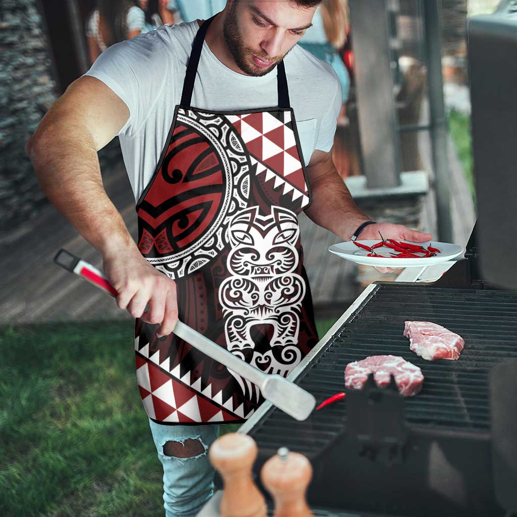Red Aotearoa Niho Taniwha Apron Maori Mythology Tooth - Taniko Motifs - Aussie Hoodie