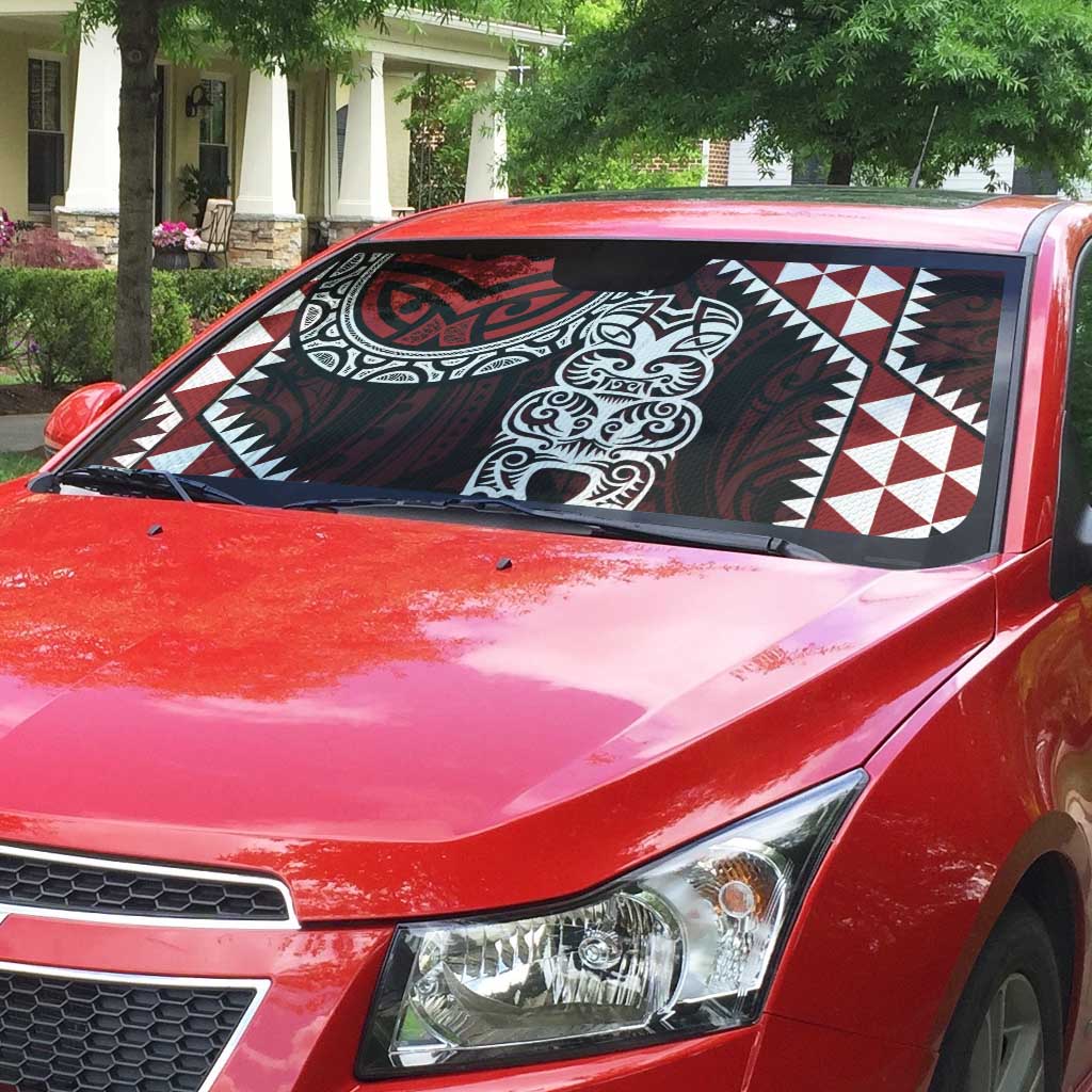 Red Aotearoa Niho Taniwha Auto Sun Shade Maori Mythology Tooth - Taniko Motifs - Aussie Hoodie