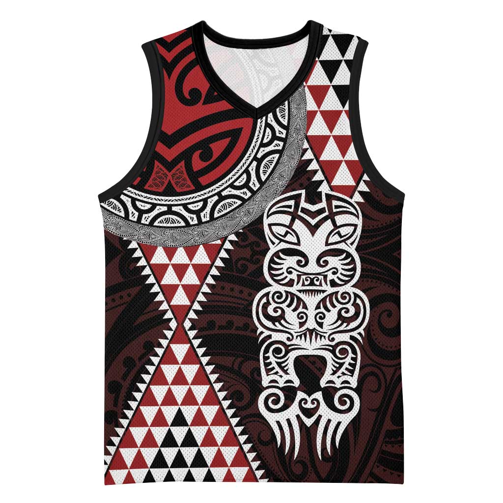 Red Aotearoa Niho Taniwha Basketball Jersey Maori Mythology Tooth - Taniko Motifs - Aussie Hoodie