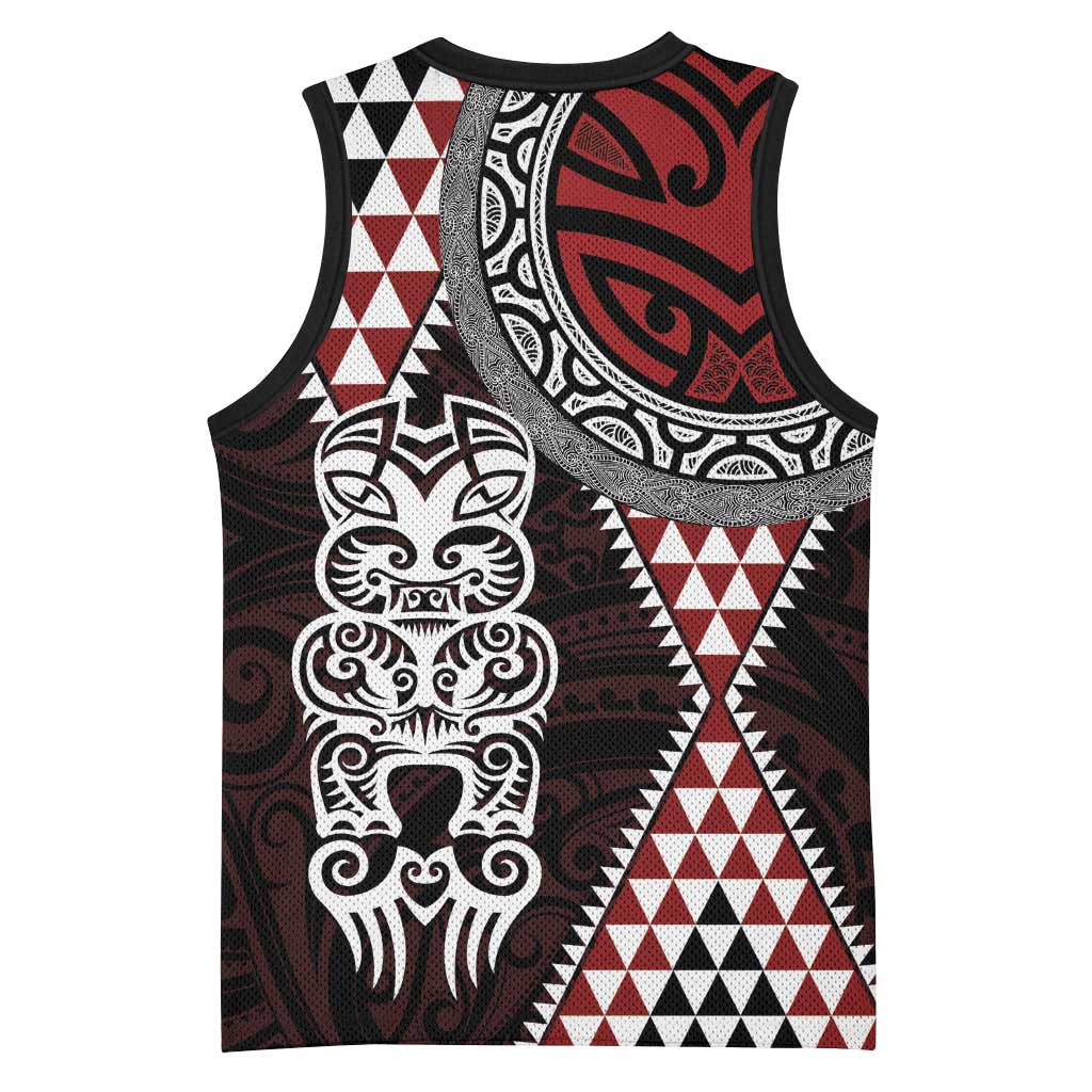 Red Aotearoa Niho Taniwha Basketball Jersey Maori Mythology Tooth - Taniko Motifs - Aussie Hoodie