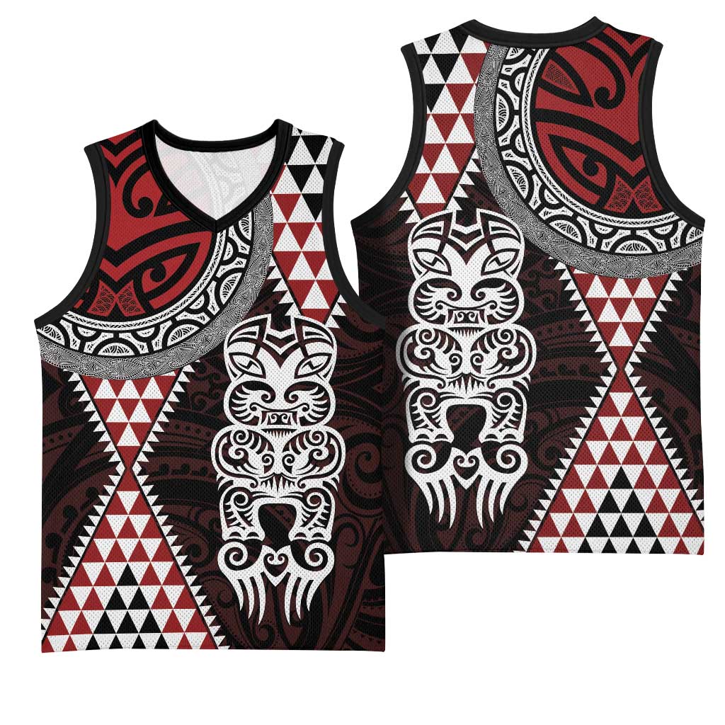 Red Aotearoa Niho Taniwha Basketball Jersey Maori Mythology Tooth - Taniko Motifs - Aussie Hoodie