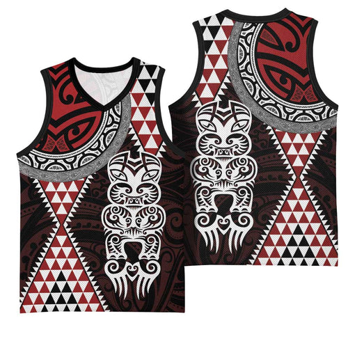 Red Aotearoa Niho Taniwha Basketball Jersey Maori Mythology Tooth - Taniko Motifs - Aussie Hoodie