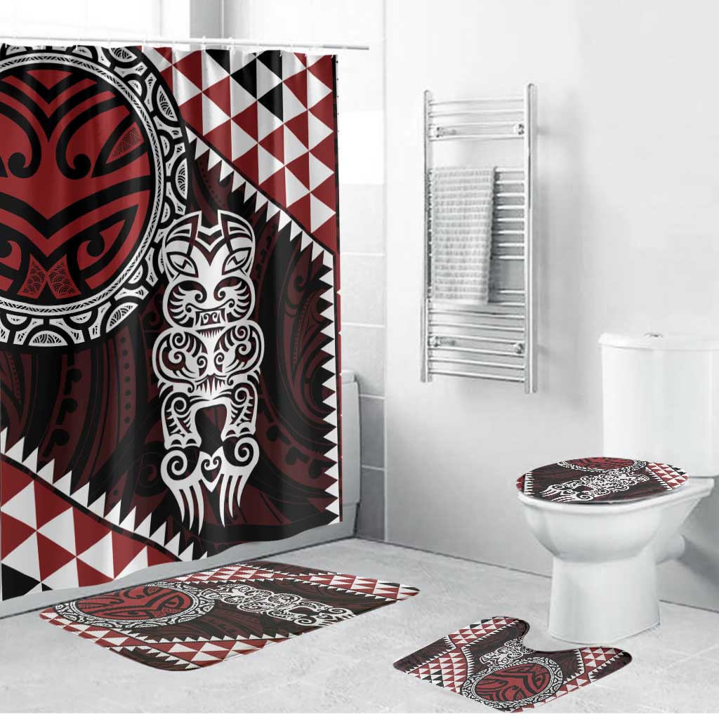 Red Aotearoa Niho Taniwha Bathroom Set Maori Mythology Tooth - Taniko Motifs - Aussie Hoodie