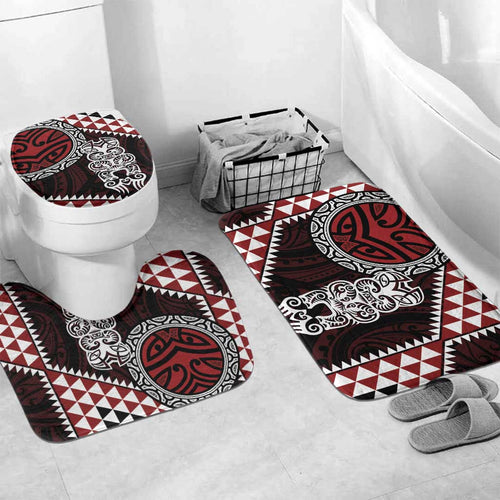 Red Aotearoa Niho Taniwha Bathroom Set Maori Mythology Tooth - Taniko Motifs - Aussie Hoodie