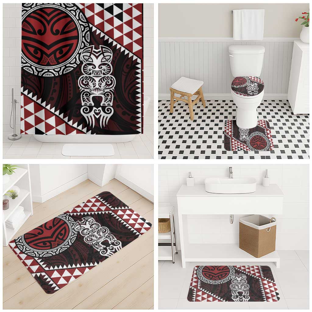 Red Aotearoa Niho Taniwha Bathroom Set Maori Mythology Tooth - Taniko Motifs - Aussie Hoodie