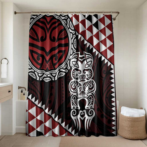 Red Aotearoa Niho Taniwha Bathroom Set Maori Mythology Tooth - Taniko Motifs - Aussie Hoodie