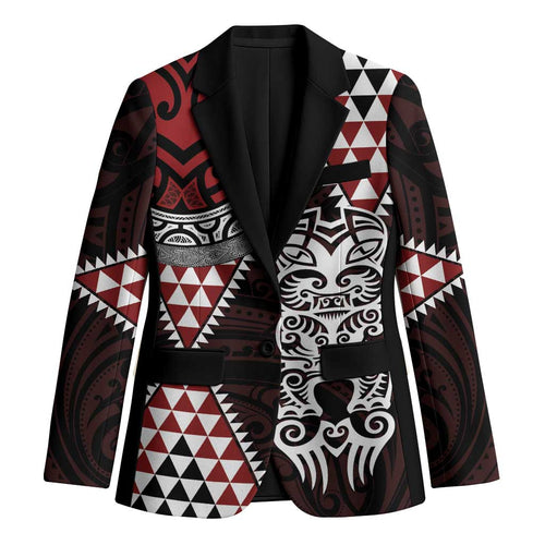 Red Aotearoa Niho Taniwha Blazer Maori Mythology Tooth - Taniko Motifs - Aussie Hoodie