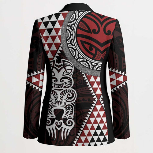 Red Aotearoa Niho Taniwha Blazer Maori Mythology Tooth - Taniko Motifs - Aussie Hoodie