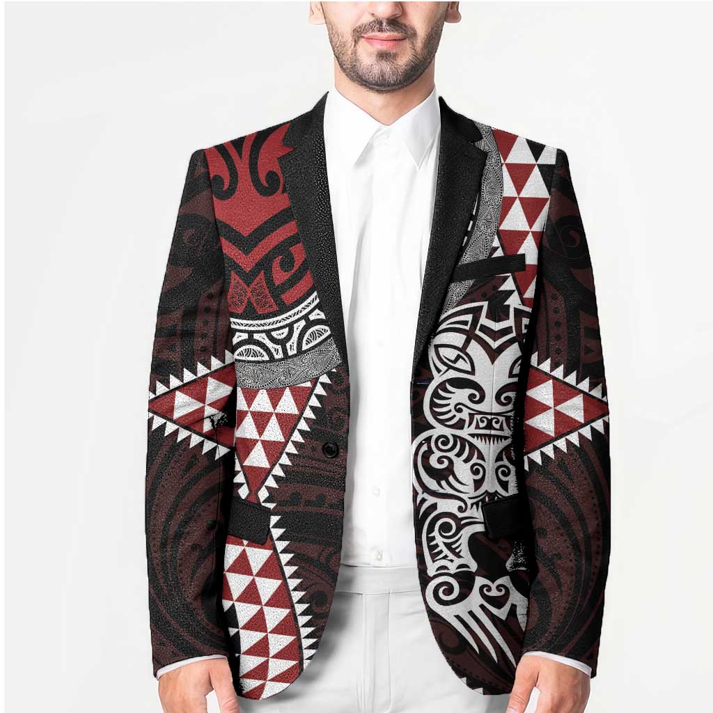 Red Aotearoa Niho Taniwha Blazer Maori Mythology Tooth - Taniko Motifs - Aussie Hoodie