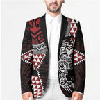 Red Aotearoa Niho Taniwha Blazer Maori Mythology Tooth - Taniko Motifs - Aussie Hoodie