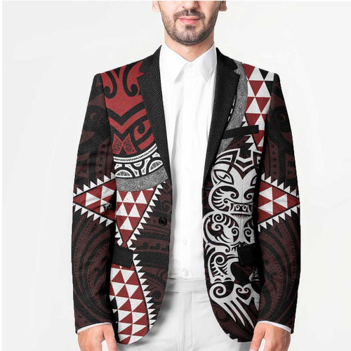 Red Aotearoa Niho Taniwha Blazer Maori Mythology Tooth - Taniko Motifs - Aussie Hoodie