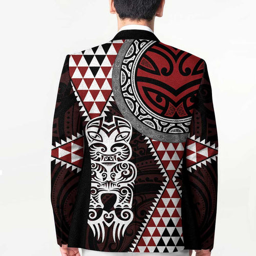 Red Aotearoa Niho Taniwha Blazer Maori Mythology Tooth - Taniko Motifs - Aussie Hoodie
