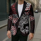 Red Aotearoa Niho Taniwha Blazer Maori Mythology Tooth - Taniko Motifs - Aussie Hoodie
