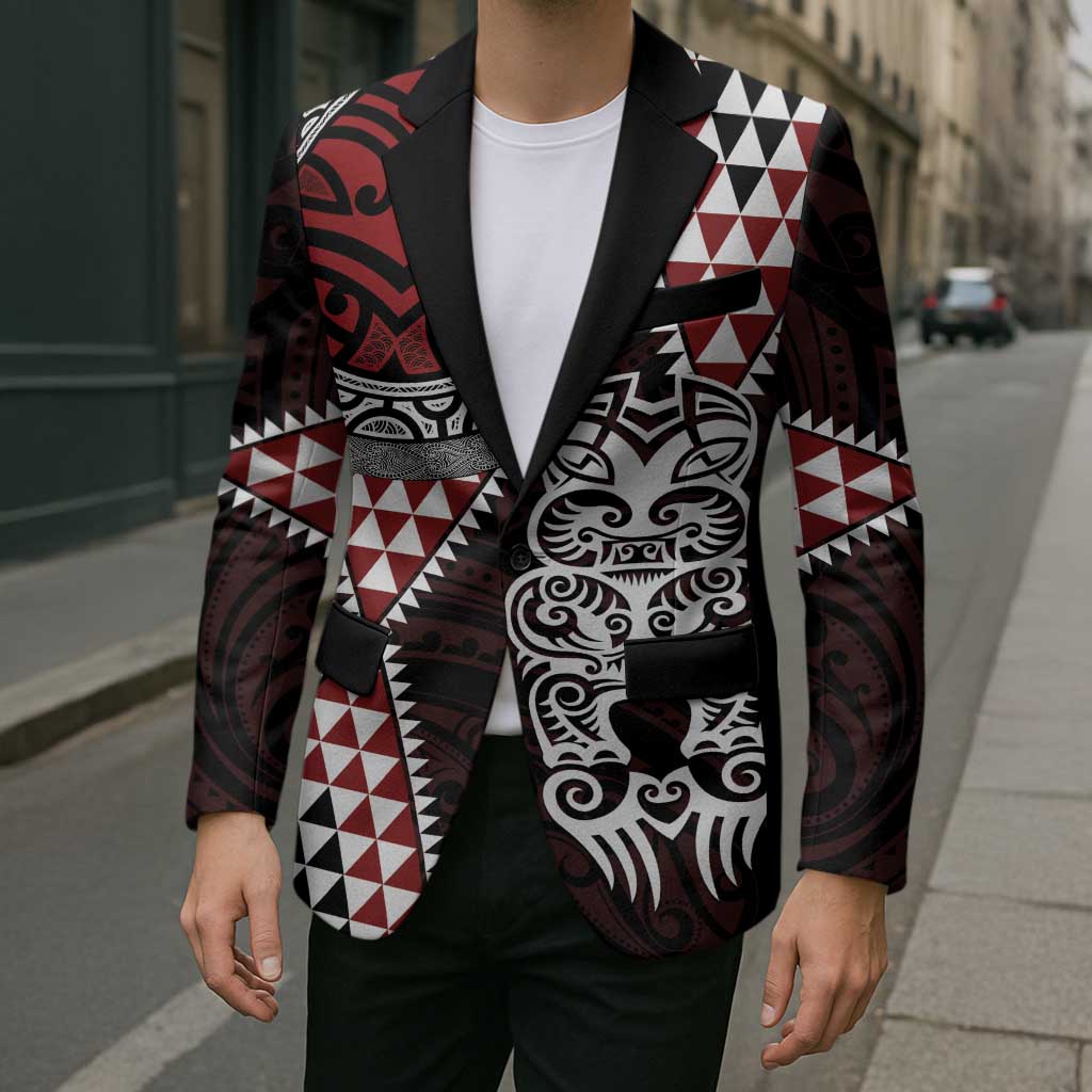 Red Aotearoa Niho Taniwha Blazer Maori Mythology Tooth - Taniko Motifs - Aussie Hoodie