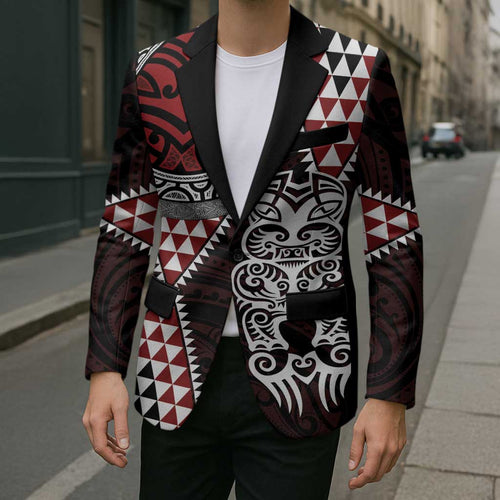 Red Aotearoa Niho Taniwha Blazer Maori Mythology Tooth - Taniko Motifs - Aussie Hoodie