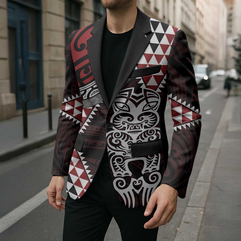 Red Aotearoa Niho Taniwha Blazer Maori Mythology Tooth - Taniko Motifs - Aussie Hoodie