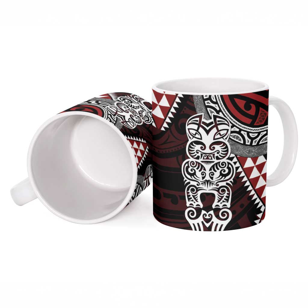 Red Aotearoa Niho Taniwha Ceramic Mug Maori Mythology Tooth - Taniko Motifs - Aussie Hoodie