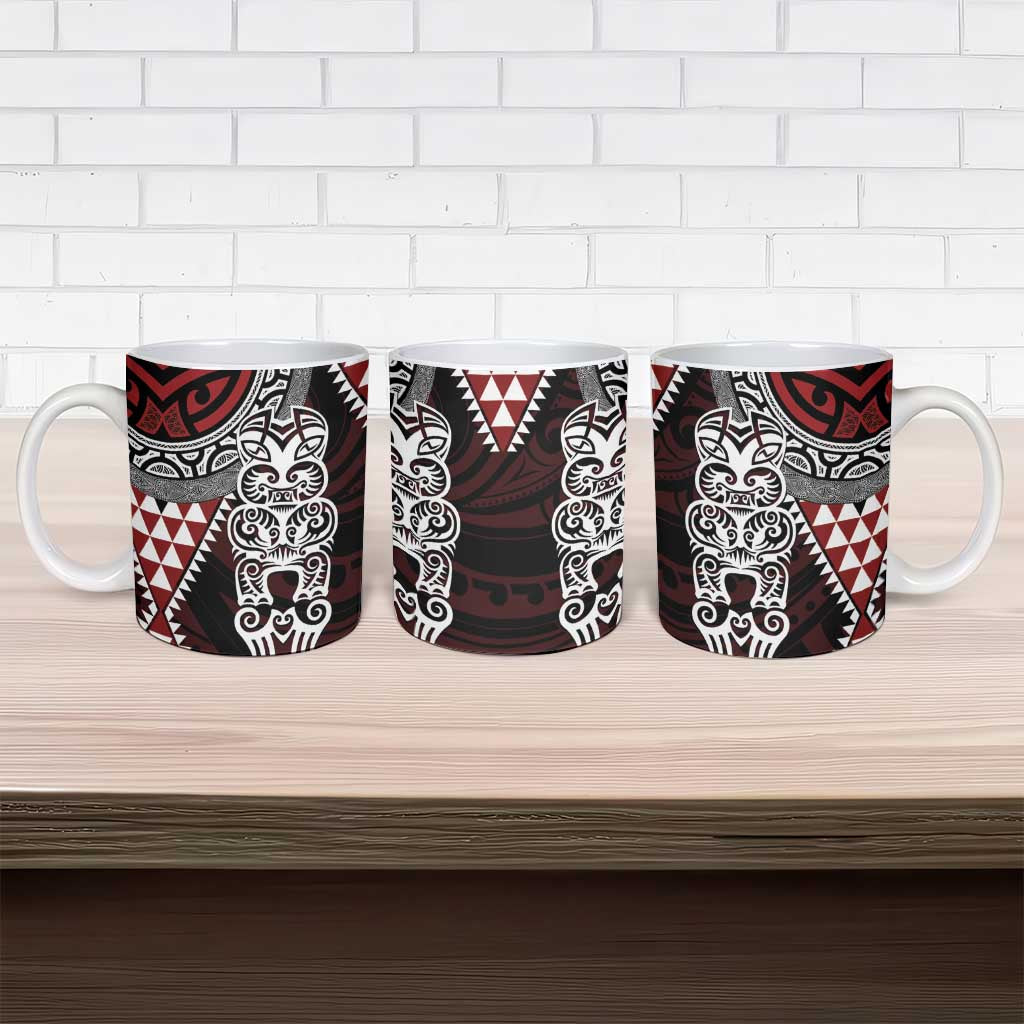 Red Aotearoa Niho Taniwha Ceramic Mug Maori Mythology Tooth - Taniko Motifs - Aussie Hoodie