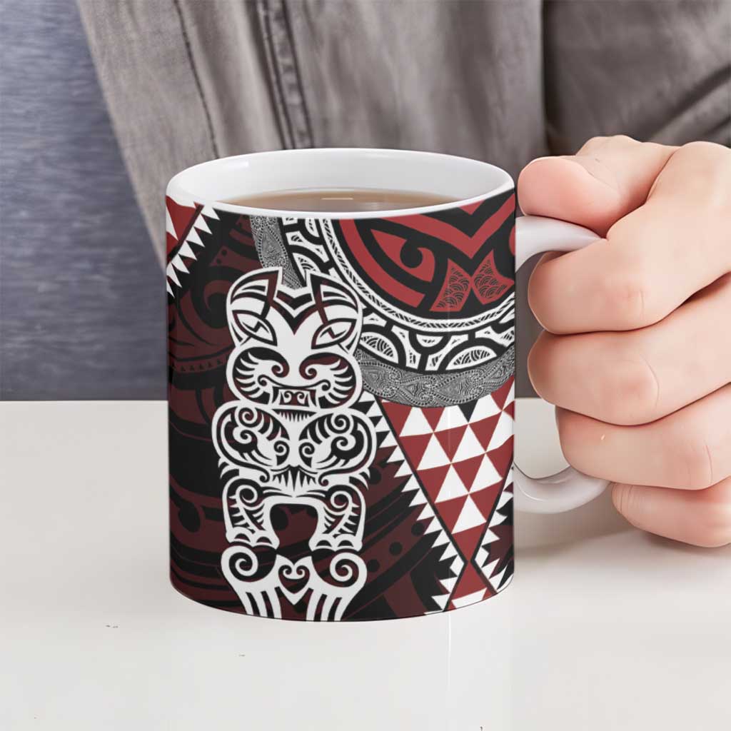 Red Aotearoa Niho Taniwha Ceramic Mug Maori Mythology Tooth - Taniko Motifs - Aussie Hoodie