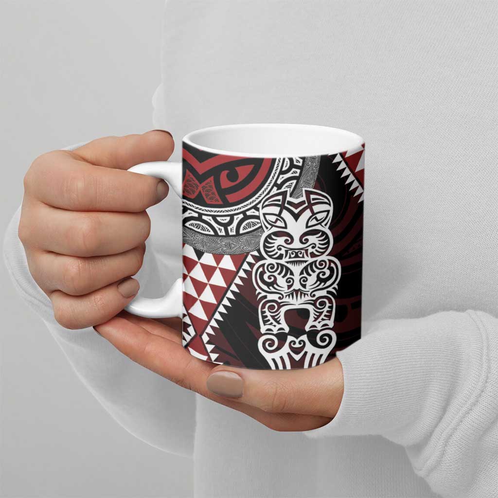 Red Aotearoa Niho Taniwha Ceramic Mug Maori Mythology Tooth - Taniko Motifs - Aussie Hoodie