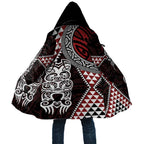 Red Aotearoa Niho Taniwha Cloak Maori Mythology Tooth - Taniko Motifs - Aussie Hoodie